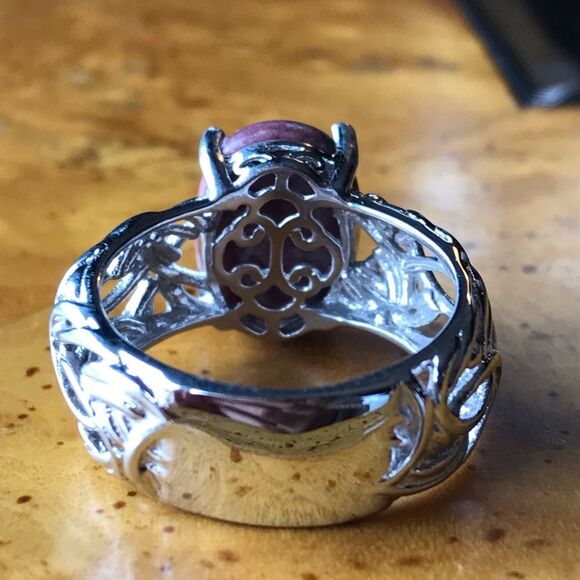 Norwegian Thulite Sterling Silver Ring Size 8 - Picture 4 of 8